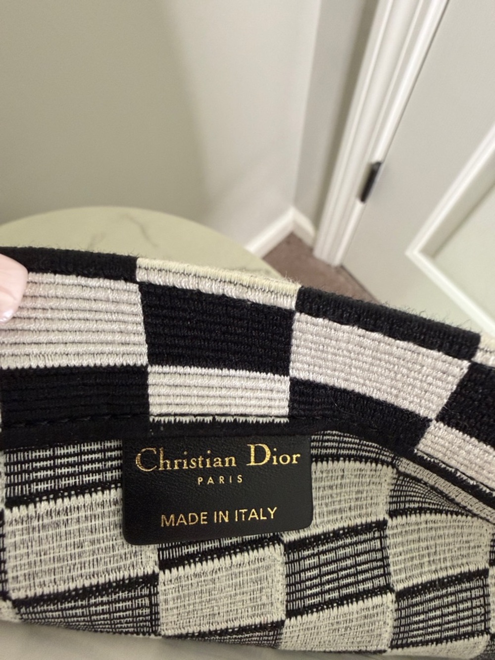 Dior Black and White Checkered Tote Bag - Picture 5 of 12